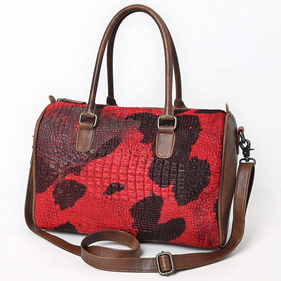 American Darling Western Leather Crocodile Embossed Speedy Bag | Genuine Leather Travel Duffel Bag - Uhorse