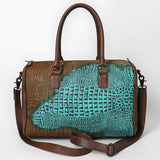 American Darling Adbg1562B Duffel Crocodile Embossed Genuine Leather Women Bag Western Handbag Purse