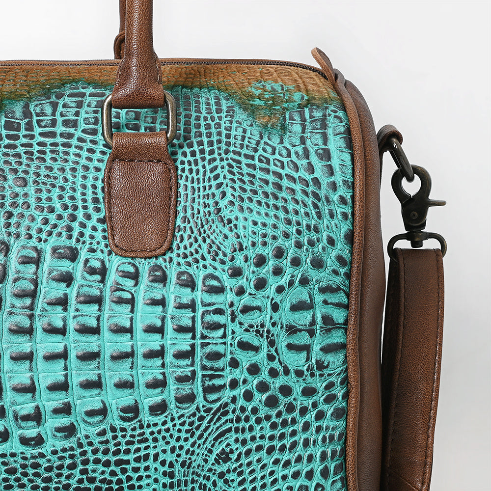 American Darling Adbg1562B Duffel Crocodile Embossed Genuine Leather Women Bag Western Handbag Purse