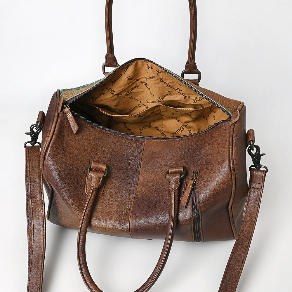 American Darling Adbg1562B Duffel Crocodile Embossed Genuine Leather Women Bag Western Handbag Purse