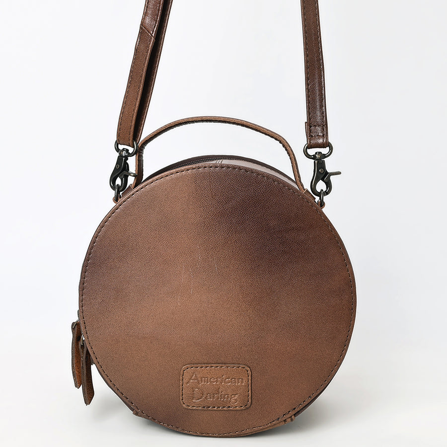 American Darling Hair On Crocodile Embossed Genuine Leather Canteen Bag | Round Western Crossbody | Adjustable Strap | Premium Craftsmanship