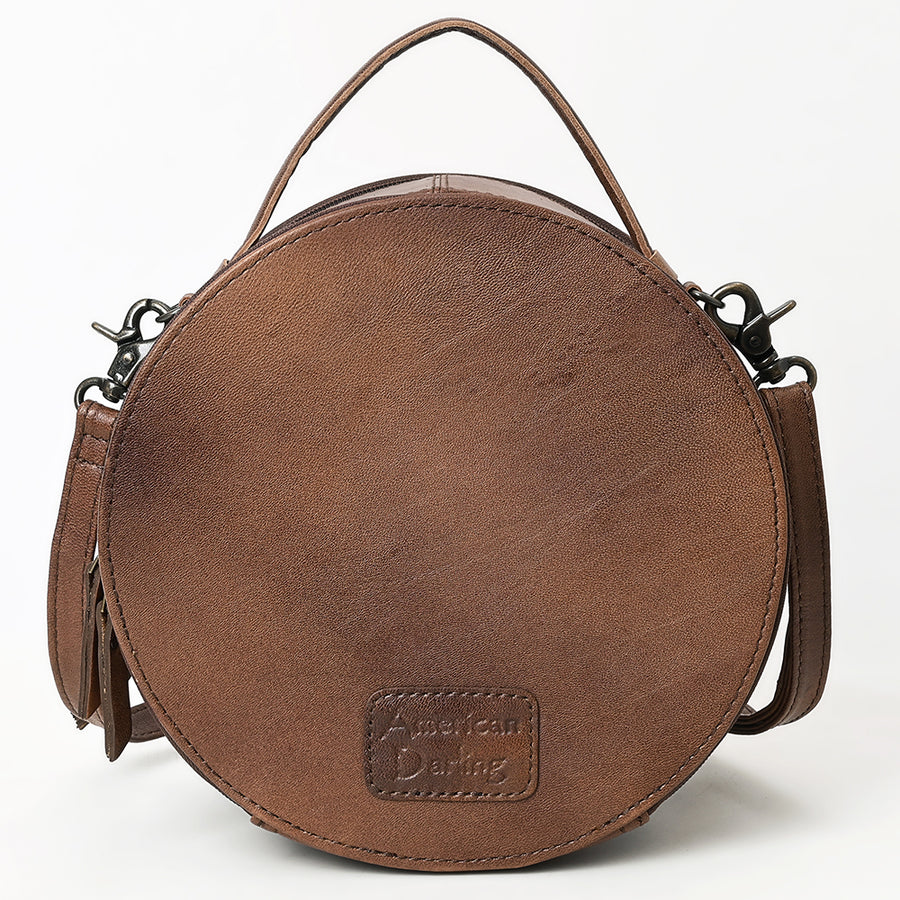 American Darling Hair On Crocodile Embossed Genuine Leather Canteen Bag | Round Western Crossbody | Adjustable Strap | Premium Craftsmanship