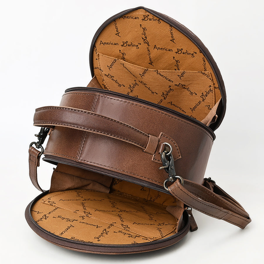 American Darling Hair On Crocodile Embossed Genuine Leather Canteen Bag | Round Western Crossbody | Adjustable Strap | Premium Craftsmanship