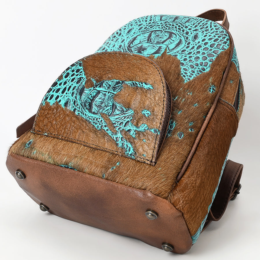 American Darling Western Backpack Bag Handcrafted from Crocodile Embossed Genuine Leather | Buckstitch Detail & YKK Zipper