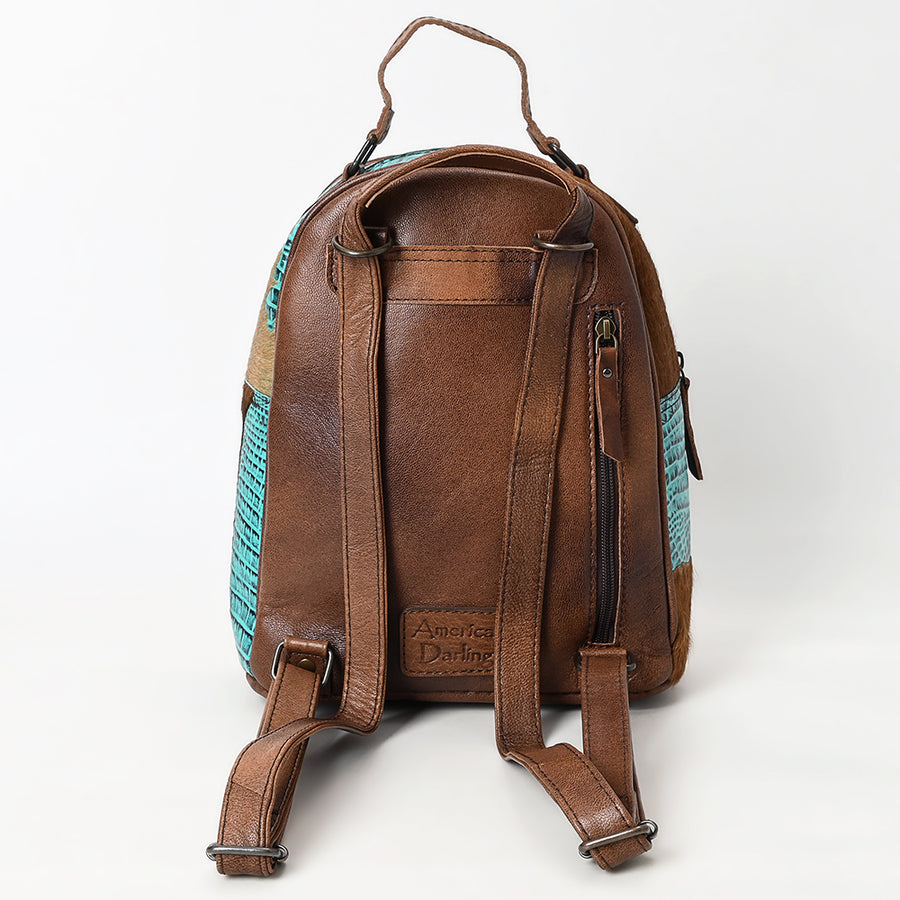 American Darling Western Backpack Bag Handcrafted from Crocodile Embossed Genuine Leather | Buckstitch Detail & YKK Zipper