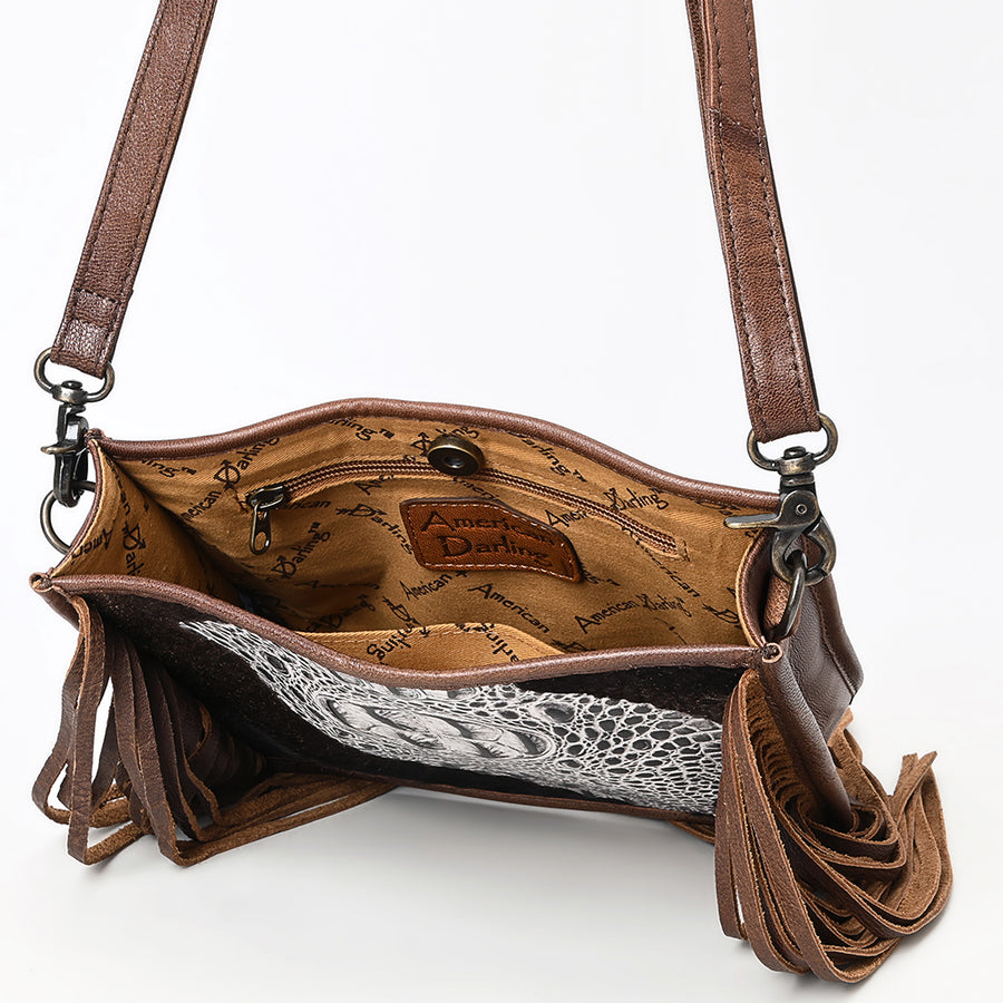 American Darling Cross Body Crocodile Embossed Full Grain Genuine Leather Western Women Bag Handbag Purse Crossbody for Cute