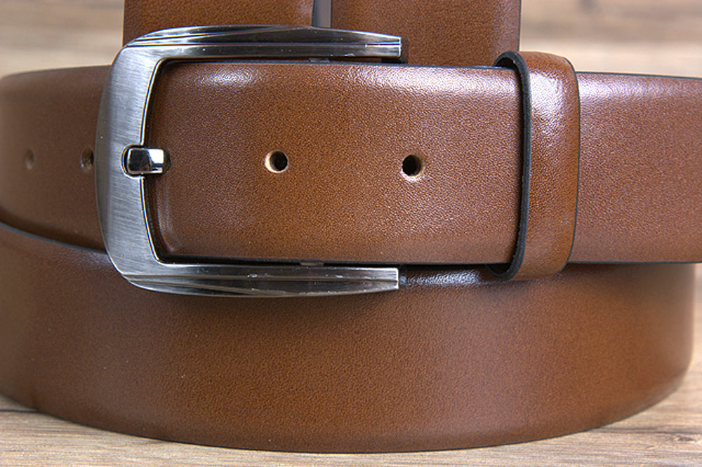 Hilason Western Genuine Leather Dress Belt 100% Pure Italian Cow Formal Brown