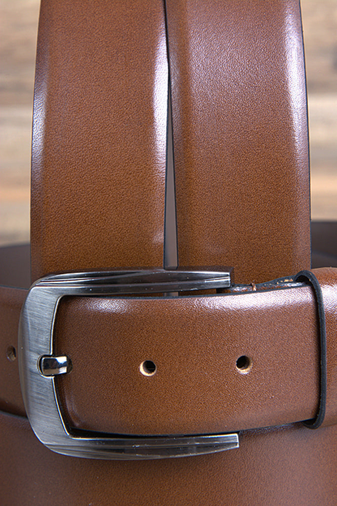 Hilason Western Genuine Leather Dress Belt 100% Pure Italian Cow Formal Brown