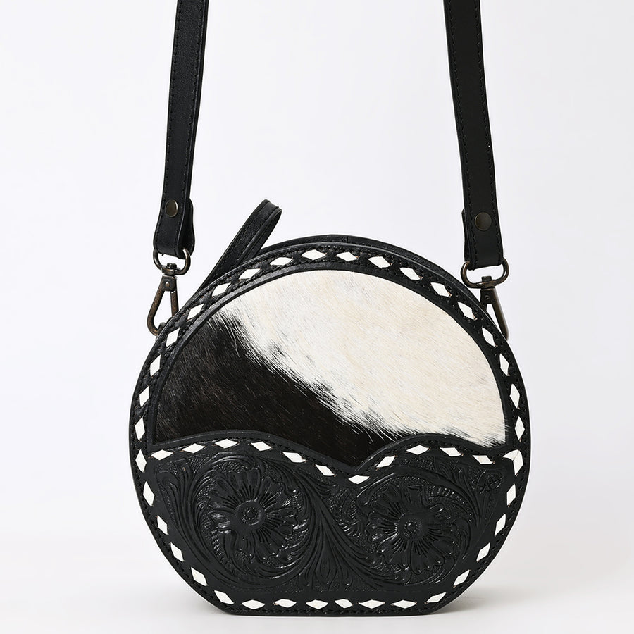American Darling Canteen Hand Tooled Hair On Genuine Leather Women's Bag Western Handbag Purse | for Women