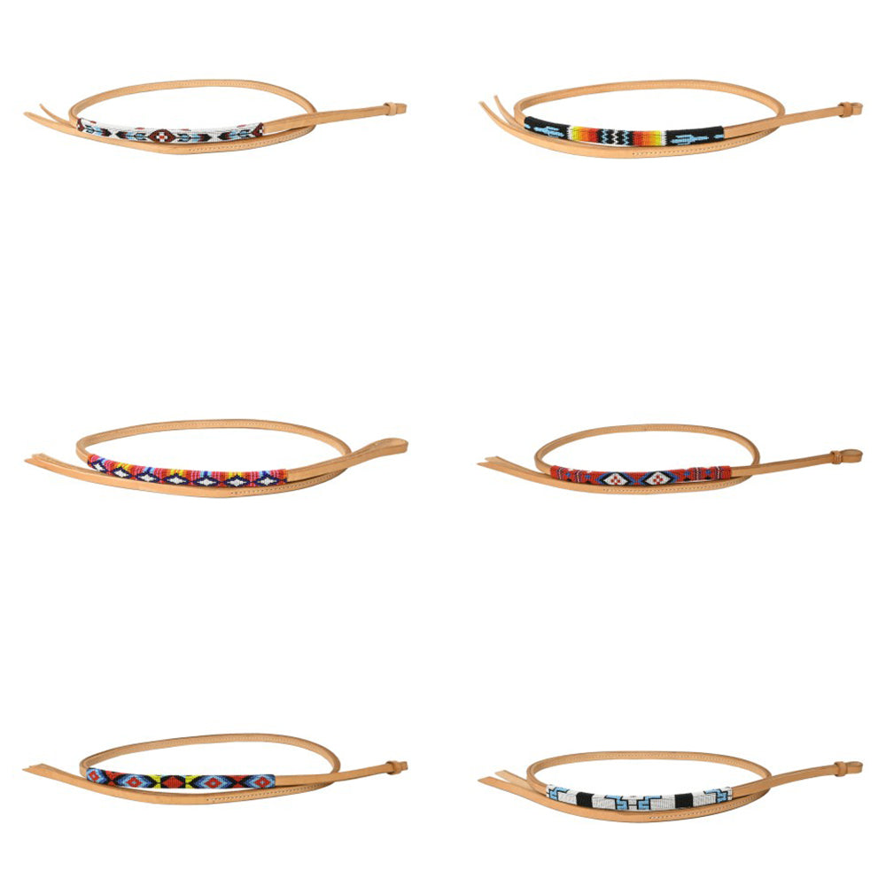 5 Ft Hilason Western Horse Beautiful Beaded Overlay American Leather Whip Tan