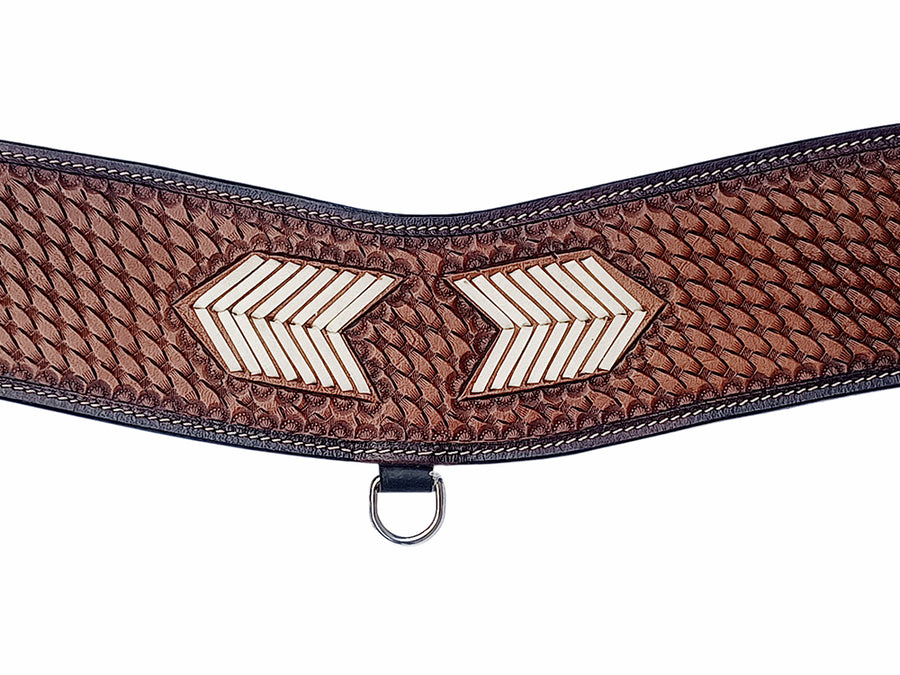 COMFYTACK Western Leather Horse Tripping Breast Collar Tack Brown Basket Weave Tooled