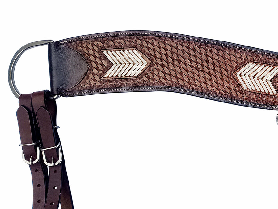 COMFYTACK Western Leather Horse Tripping Breast Collar Tack Brown Basket Weave Tooled