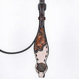 BAR H EQUINE Western Handtooled Leather Horse Headstall & Breast Collar Set