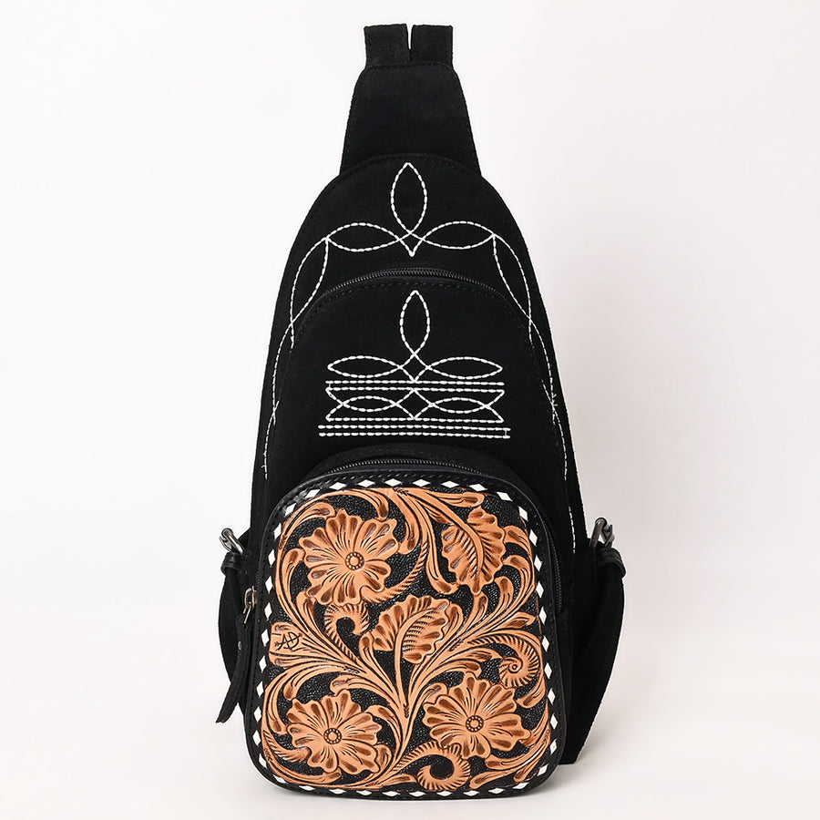 American Darling Sling Hand Tooled Genuine Leather Suede bag | Fanny Pack for Women
