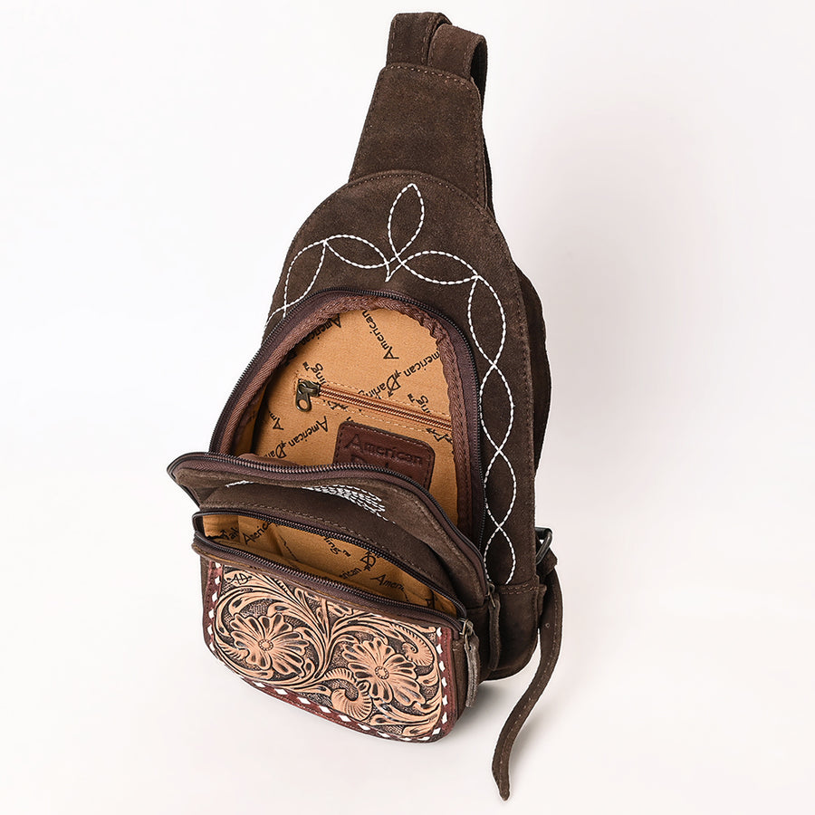 American Darling Sling Hand Tooled Genuine Leather Suede bag | Fanny Pack for Women