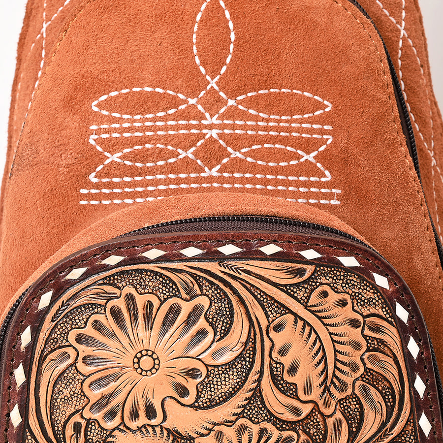 American Darling Sling Hand Tooled Genuine Leather Suede bag | Fanny Pack for Women