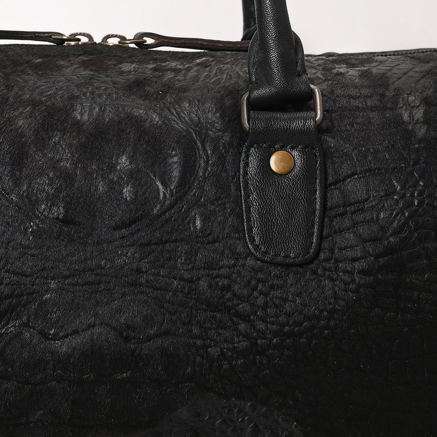 American Darling Western Leather Crocodile Embossed Speedy Bag | Premium Genuine Leather Travel Duffel Bag