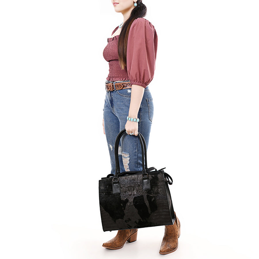 American Darling Tote Crocodile Embossed Genuine Leather Women Bag Western Handbag Purse | Travel Bags College Casual