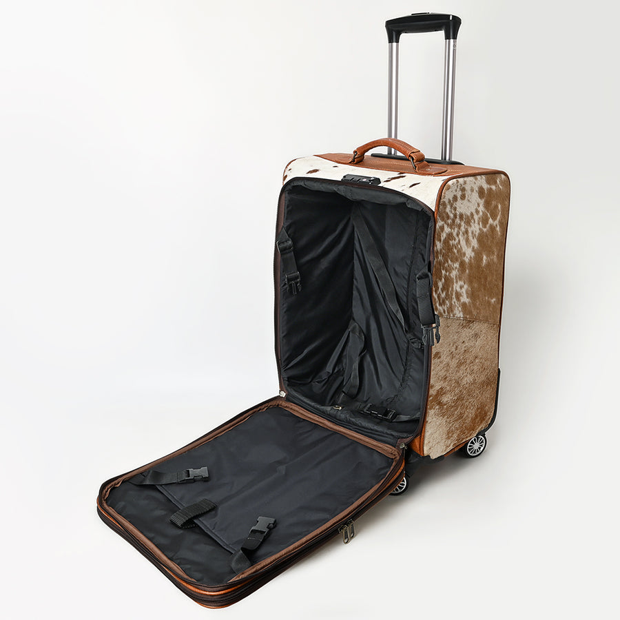American Darling Travel Case Beautifully Hand Tooled Hair-On Genuine Leather Women Trolley bag
