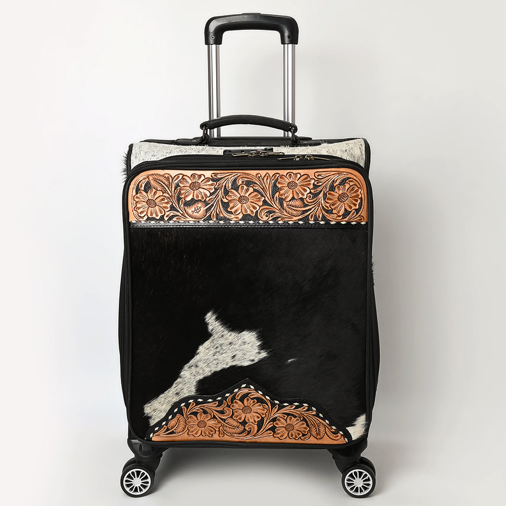 American Darling Travel Case Beautifully Hand Tooled Hair-On Genuine Leather women Trolley bag