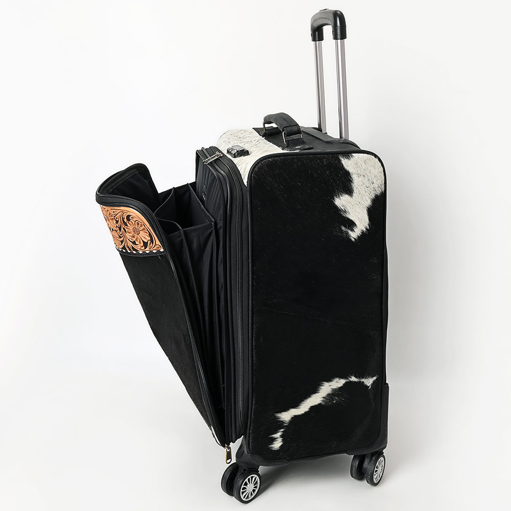 American Darling Travel Case Beautifully Hand Tooled Hair-On Genuine Leather women Trolley bag