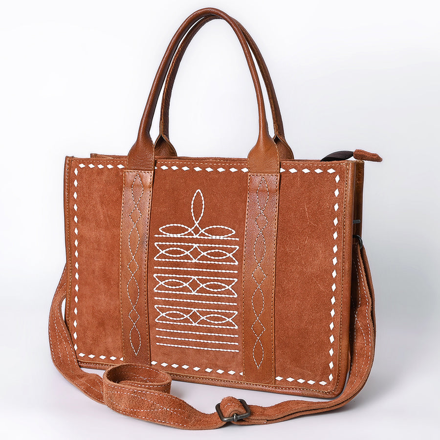 American Darling Western Genuine Suede Leather Tote Bag with Handcrafted Detailing and Craftsmanship - Uhorse