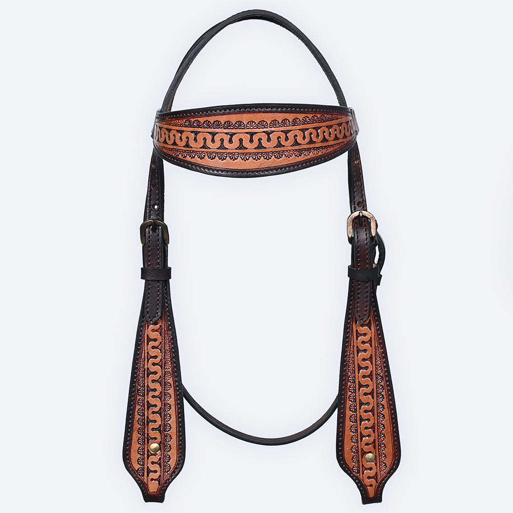 COMFYTACK Western Horse Headstall Breast Collar Set American Leather Tan