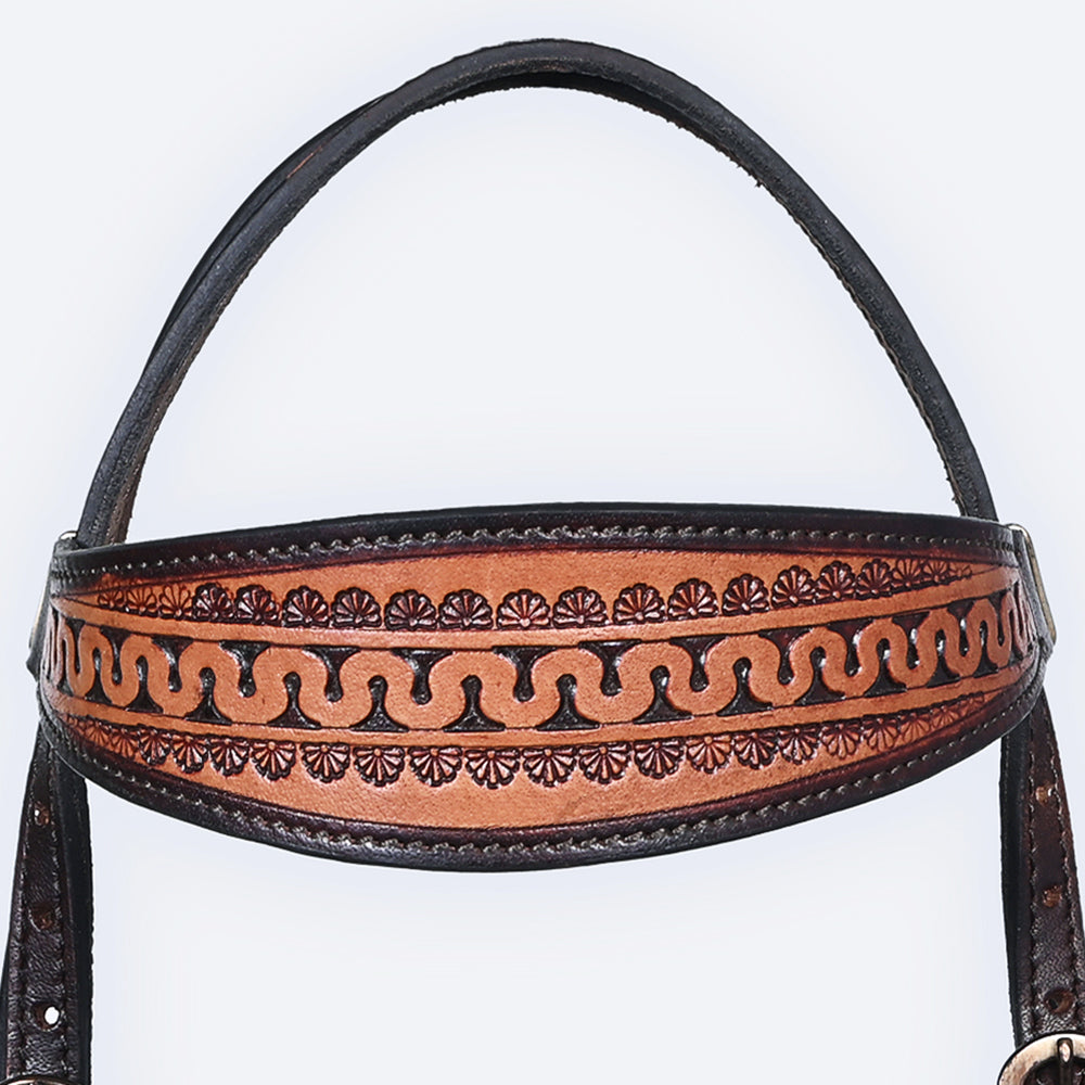 COMFYTACK Western Horse Headstall Breast Collar Set American Leather Tan