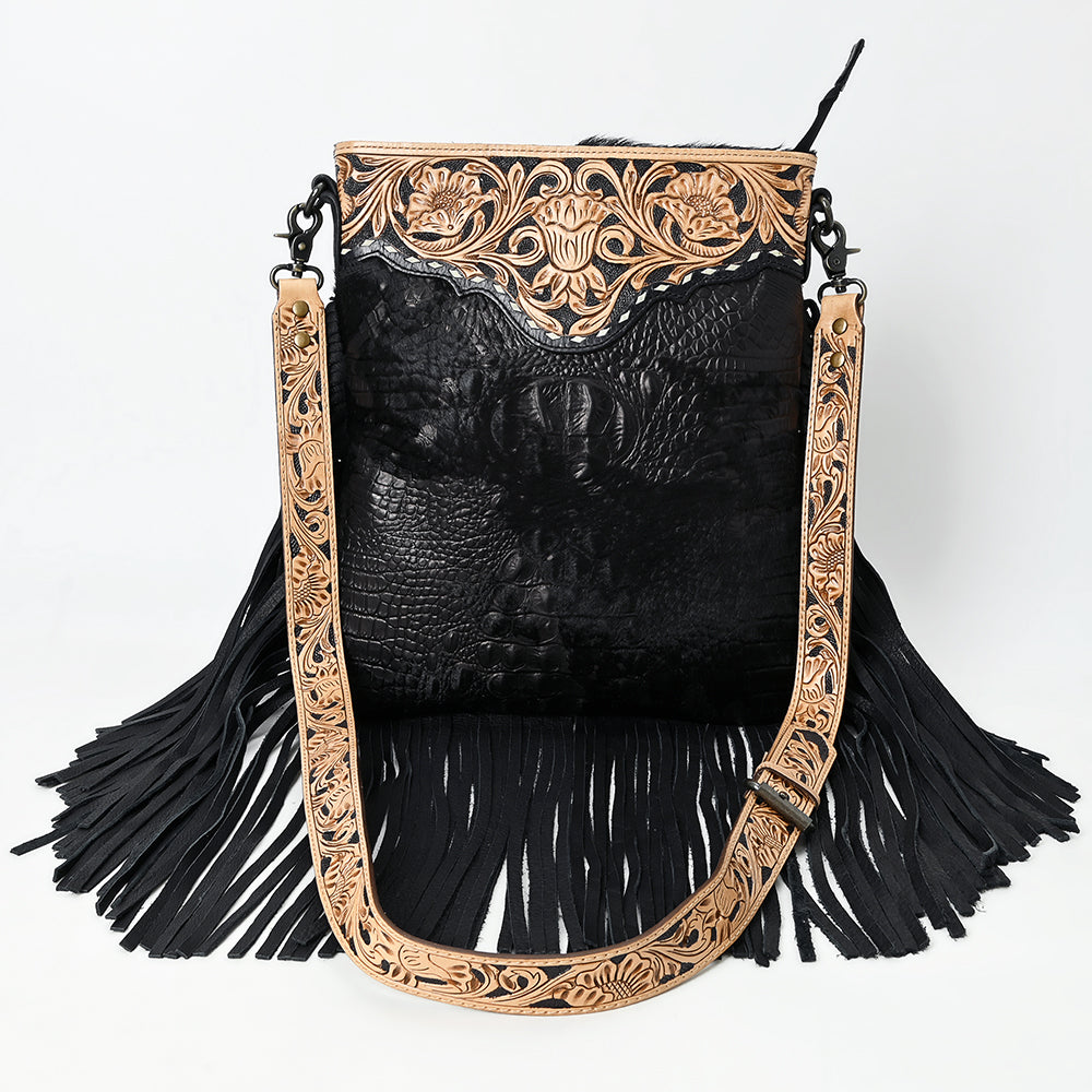 American Darling Large Crossbody Beautifully Hand Tooled Crocodile embossed Genuine Leather women bag western handbag purse