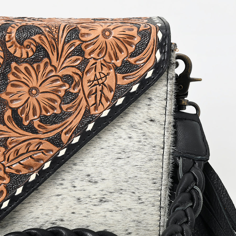 American Darling Envelope Hand Tooled Hair-On Genuine Leather Women Western Handbag | Bag for Purse