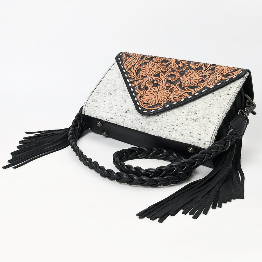 American Darling Envelope Hand Tooled Hair-On Genuine Leather Women Western Handbag | Bag for Purse