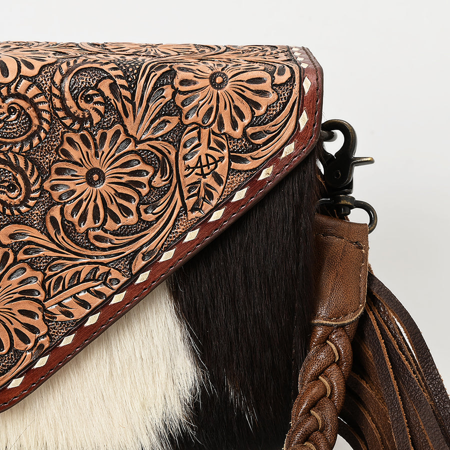 American Darling Envelope Hand Tooled Hair-On Genuine Leather Women Western Handbag | Bag for Purse