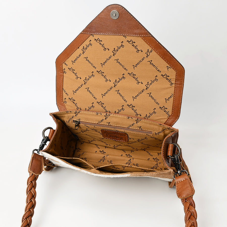 American Darling Envelope Hand Tooled Hair-On Genuine Leather Women Western Handbag | Bag for Purse