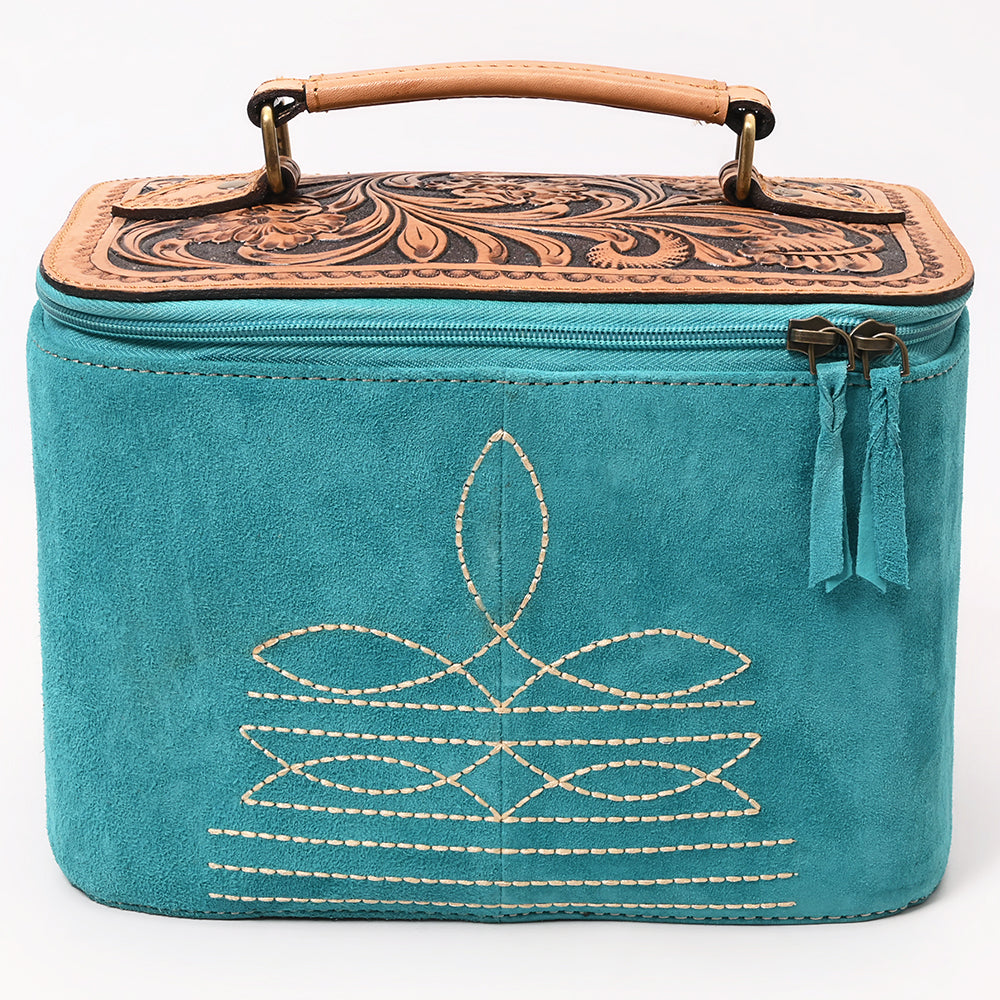American Darling Jewelry Case Suede Hand Tooled Genuine Leather Women Bag Western Handbag Purse |