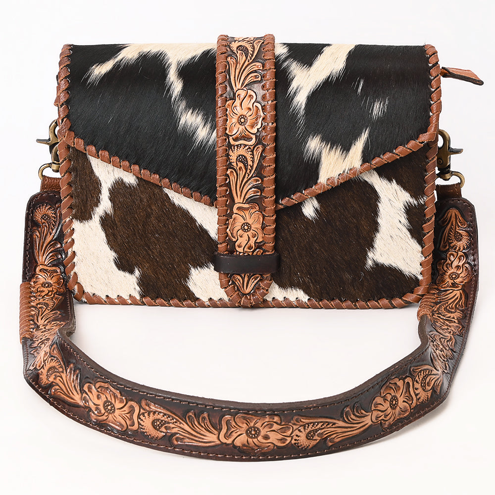 American Darling Hand Tooled Hair On Genuine Suede Leather Clutch Bag | Tooled Travel Jewelry Case
