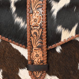 American Darling Hand Tooled Hair On Genuine Suede Leather Clutch Bag | Tooled Travel Jewelry Case