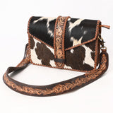 American Darling Hand Tooled Hair On Genuine Suede Leather Clutch Bag | Tooled Travel Jewelry Case