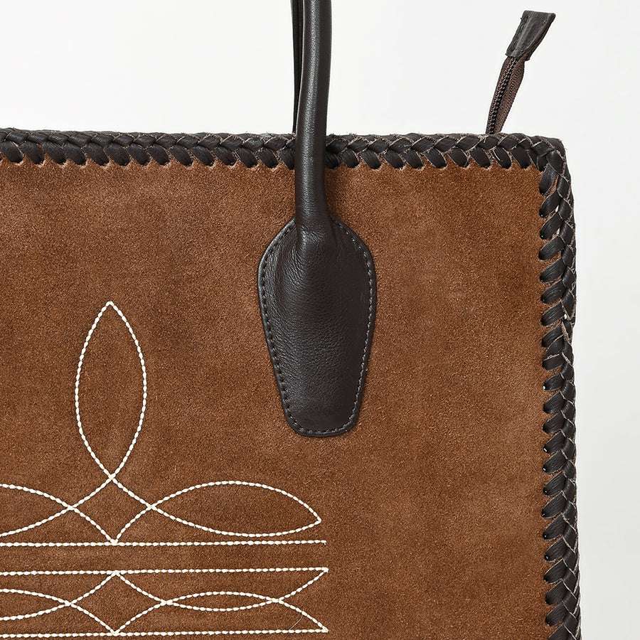American Darling Tote Bag Western Genuine Leather Handcrafted Shoulder Purse with Boot Stitched Design and YKK Zipper