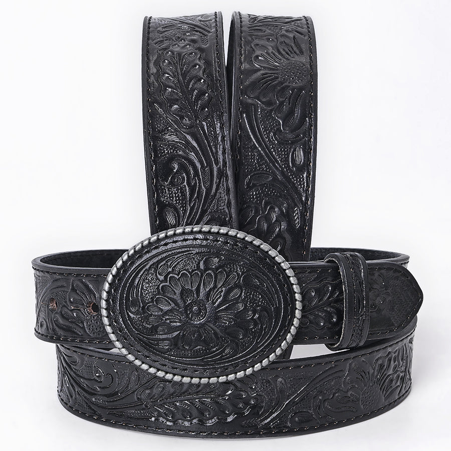 AMERICAN DARLING Beautifully Hand Tooled American Leather Unisex Belt Black - Uhorse