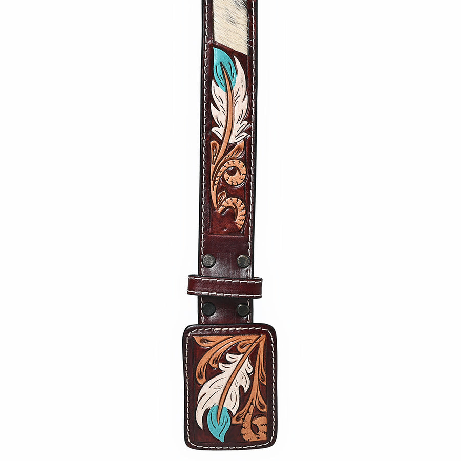 American Darling Beautifully Hand Tooled Brown Genuine Leather Apparel Belt Men and Women