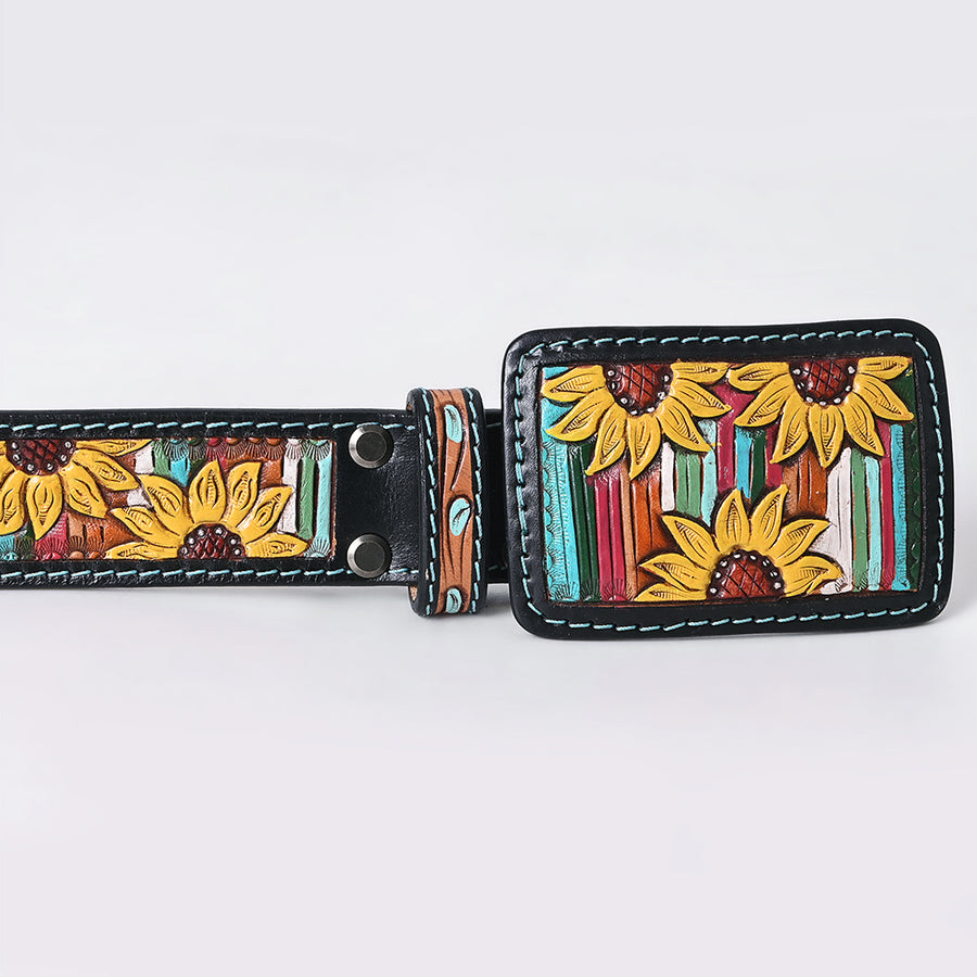 American Darling Beautifully Hand Tooled Brown Genuine Leather Apparel Belt Men and Women