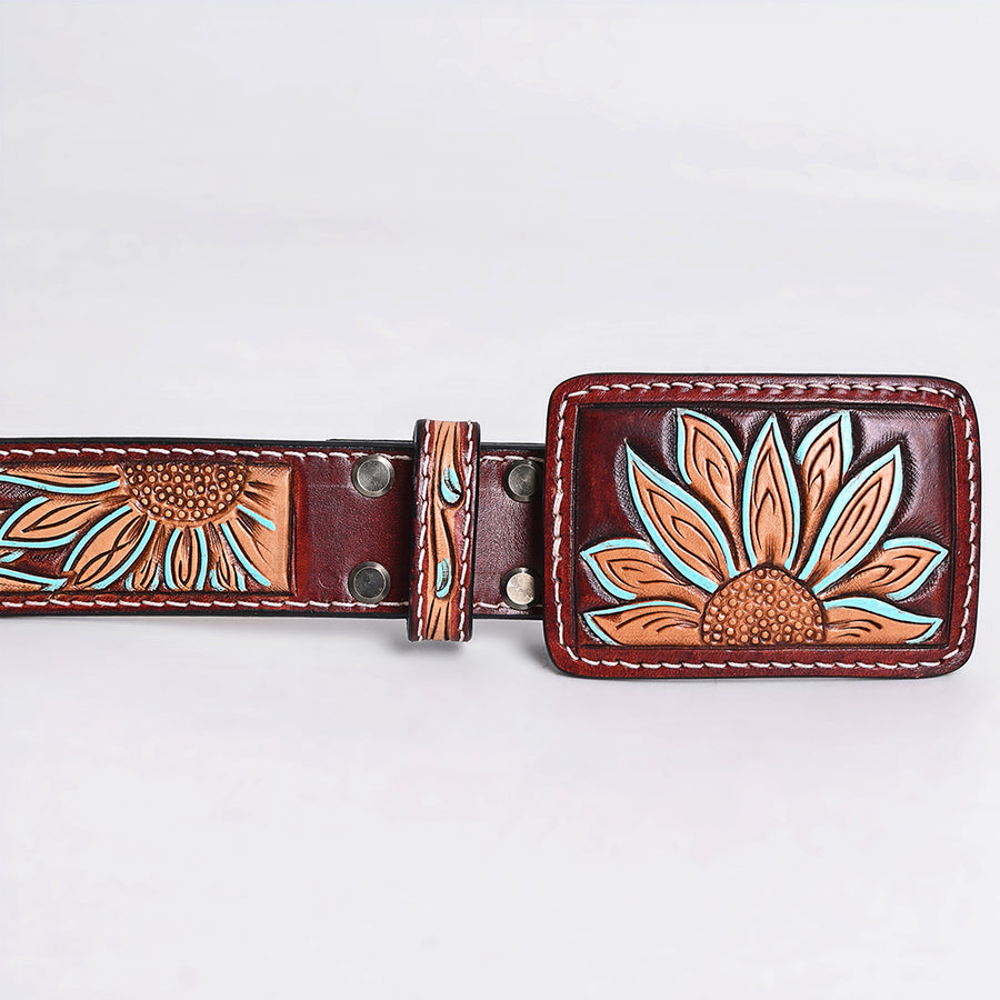American Darling Beautifully Hand Tooled Brown Genuine Leather Apparel Belt Men and Women