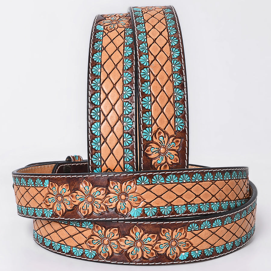 American Darling Beautifully Hand Tooled Brown Genuine Leather Apparel Belt Men and Women