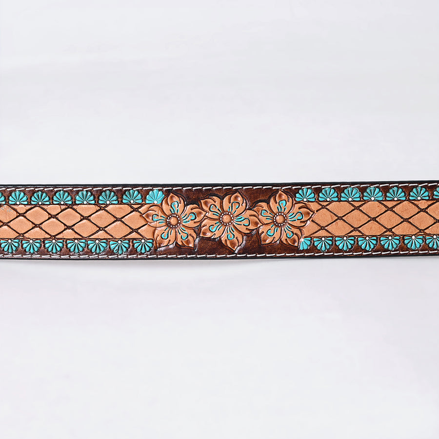 American Darling Beautifully Hand Tooled Brown Genuine Leather Apparel Belt Men and Women