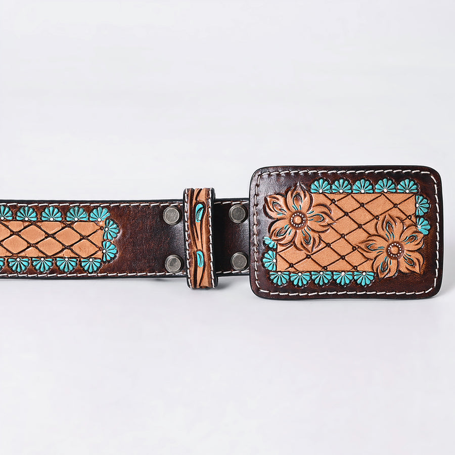 American Darling Beautifully Hand Tooled Brown Genuine Leather Apparel Belt Men and Women