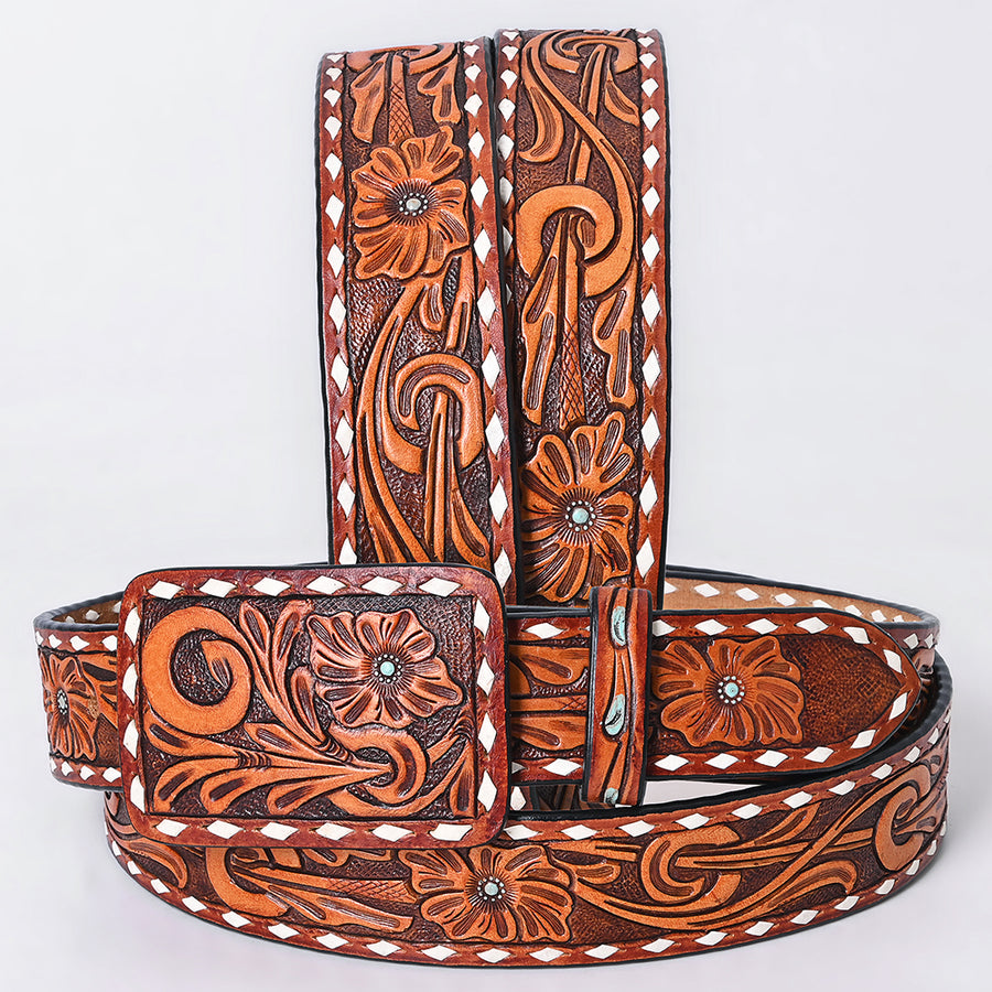 AMERICAN DARLING Beautifully Hand Tooled American Leather Unisex Belt - Uhorse