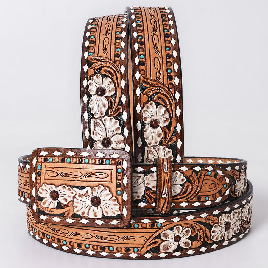 AMERICAN DARLING Beautifully Hand Tooled American Leather Unisex Belt - Uhorse
