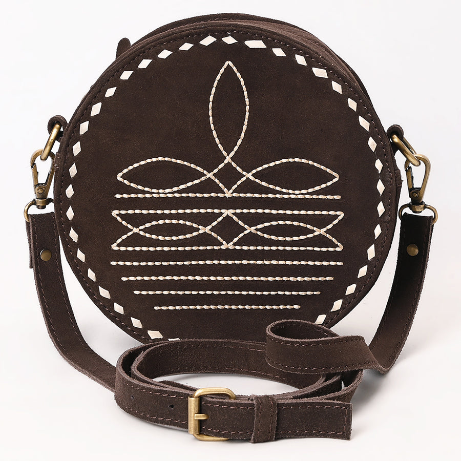 American Darling Boot Stitched Vegetable-Tanned Full Grain Genuine Suede Leather Canteen Bag with YKK Zipper