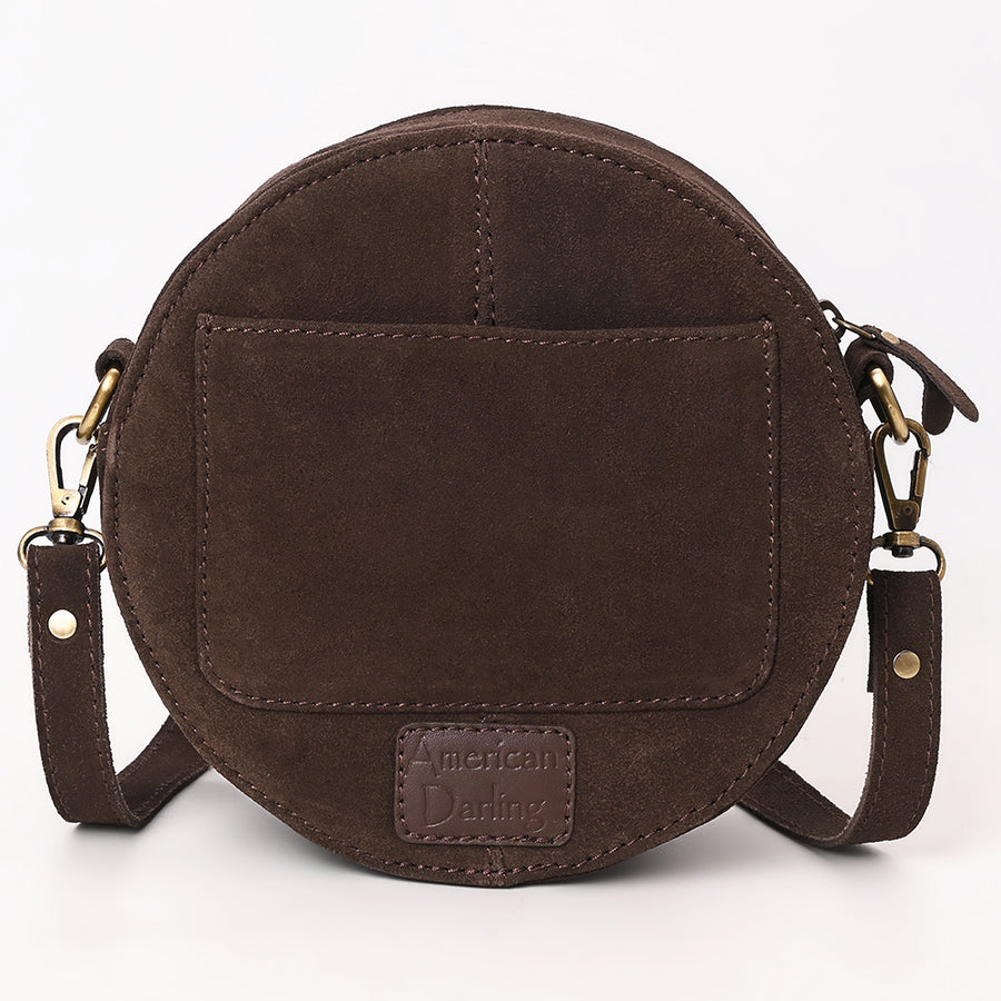 American Darling Boot Stitched Vegetable-Tanned Full Grain Genuine Suede Leather Canteen Bag with YKK Zipper