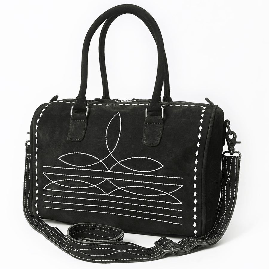 American Darling Western Genuine Leather Duffel Bag with Genuine Suede Finish and Boot-Stitched Detailing - Uhorse
